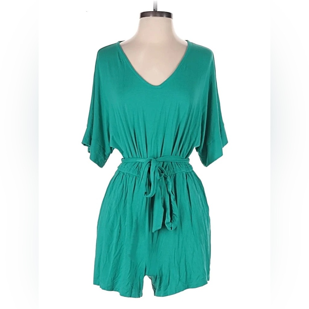 NWT New York & Company Teal Tie-Waist Romper M - Picture 2 of 4